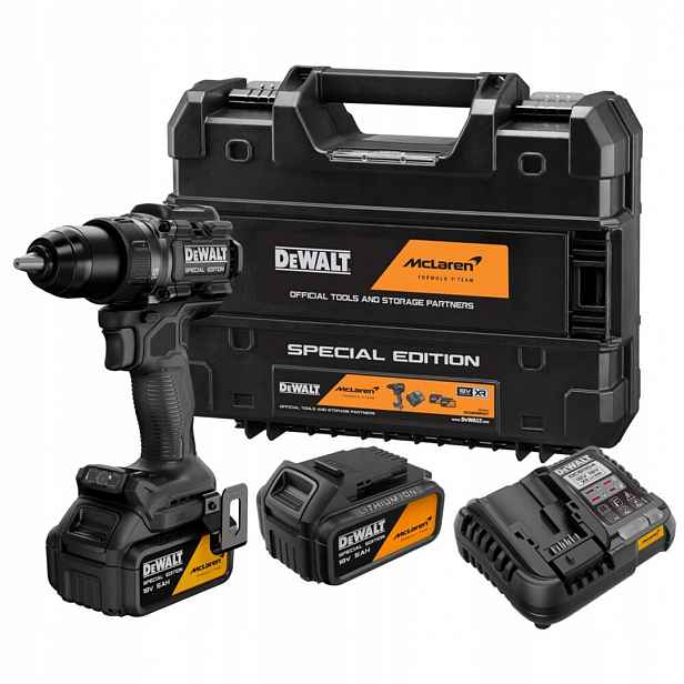 Akumulátorová aku vrtačka DeWALT DCD81MP2T-QW McLaren 2x5Ah kufr