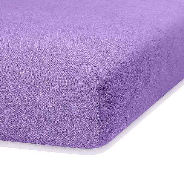 Fialové elastické prostěradlo s vysokým podílem bavlny AmeliaHome Ruby, 200 x 80-90 cm