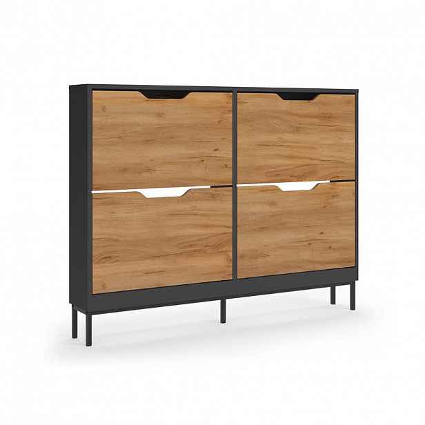 Vicco BOTNÍK NA BOTY Luca, Antracit/Zlatý mocný dub, 116 x 88.5 cm se 2×2 sklopnými přihrádkami