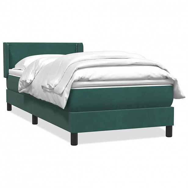 vidaXL Box spring postel s matrací tmavě zelená 80x220 cm samet