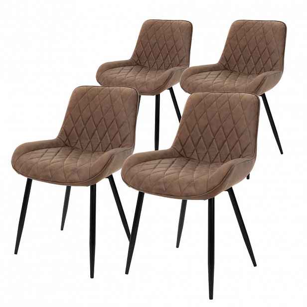 ML-DESIGN JÍDELNÍ ŽIDLE Samet hnědá, sada 4 ks