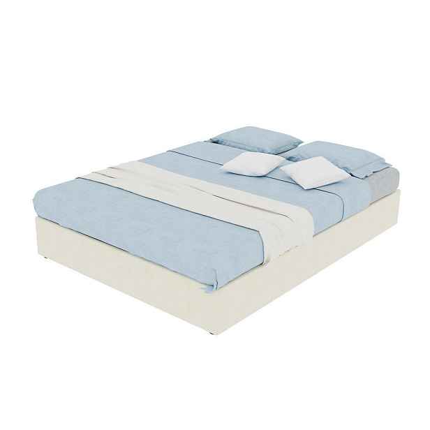 OKWISH POSTEL 140/200 cm béžová z tkaniny a kovu s úložným prostorem