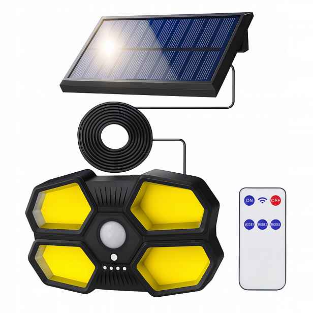 Solární Lampa Led 180 Cob S Venkovním Pohybovým Senzorem, Voděodolná Dálkové Ovládání