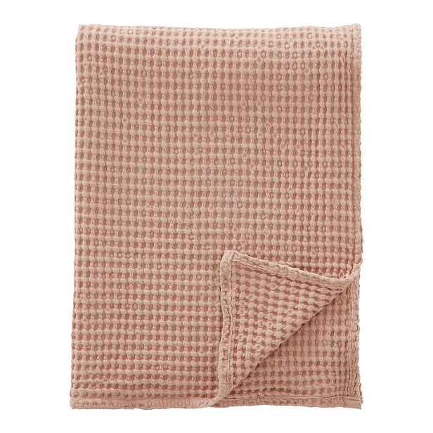 Starorůžová bavlněná deka 150x200 cm Jaipur Chunky Waffle – Pineapple Elephant