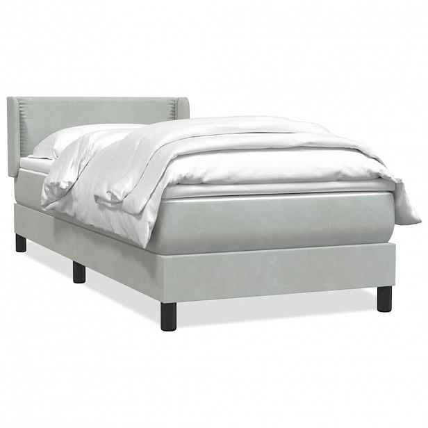 vidaXL Box Spring Postel s matrací Světle šedá 90x220 cm Samet