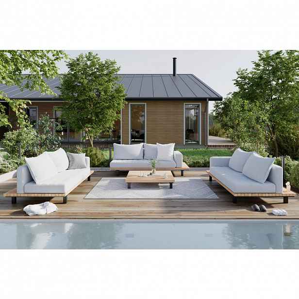 Ambia Garden TERASOVÁ SEDACÍ SOUPRAVA 4dílné, dřevo, kov, textil