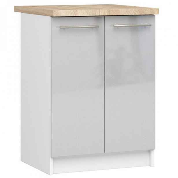 Kuchyňská skříňka OLIVIA S60 2D - bílá/šedý lesk