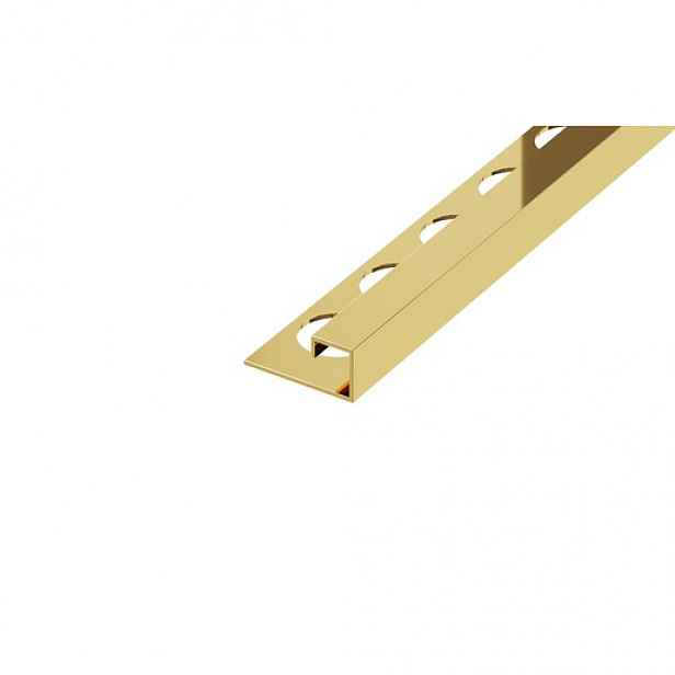 Lišta ukončovací "P" Eviso gold lesk, nerez PVD, délka 270 cm, výška hrany 10 mm, FIPG0001