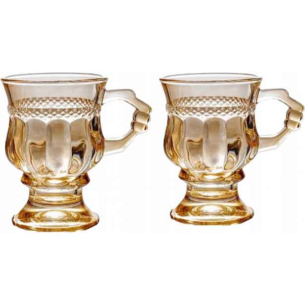 2x Staromódní Vintage Jantarové Hrnečky Na Alkoholické Nápoje 150 ML