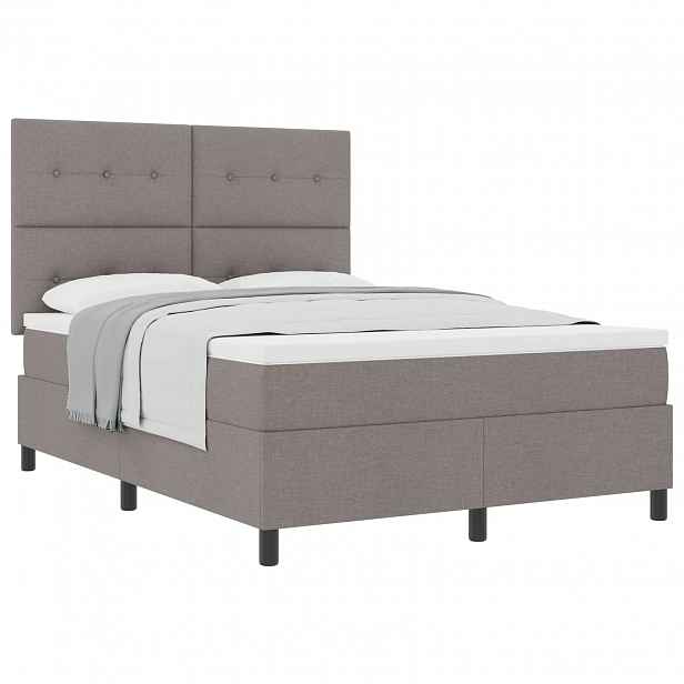 vidaXL Postel s boxspringem s čelo Taupe 160 x 200 cm textil