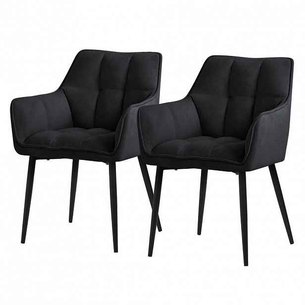 ML-DESIGN JÍDELNÍ ŽIDLE, SADA 2 KS, černá froté látka