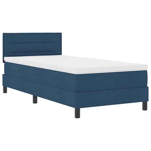 vidaXL Postel s boxspringem s LED pásky Modrá 90 x 200 cm textil
