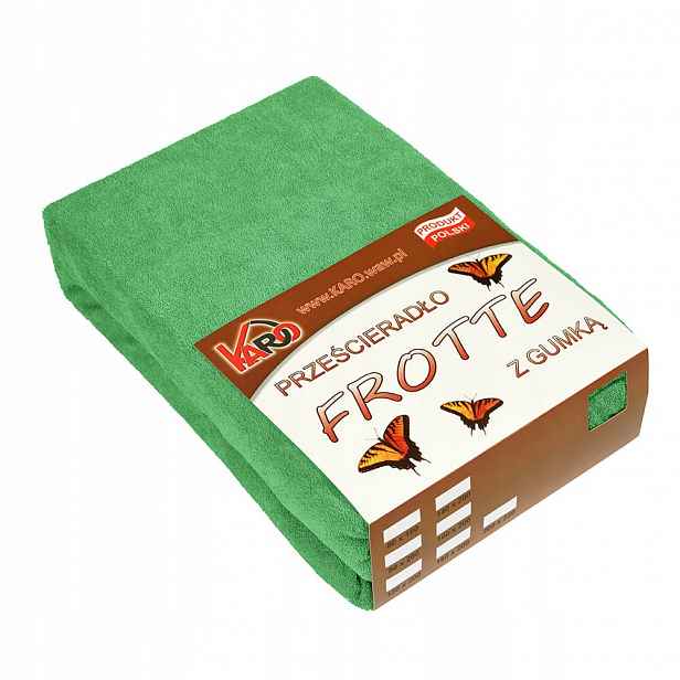Froté prostěradlo s gumou 200x220 zelené Karo