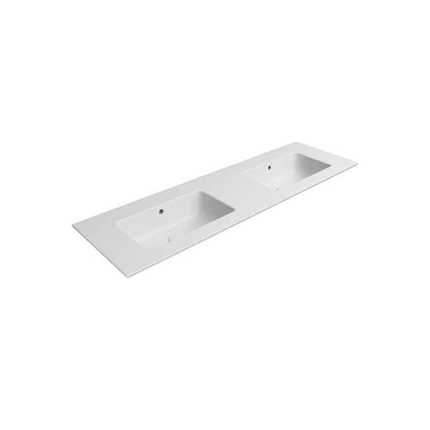 GSI PURA keramické dvojumyvadlo Slim 142x46cm, bez otvoru, bílá mat