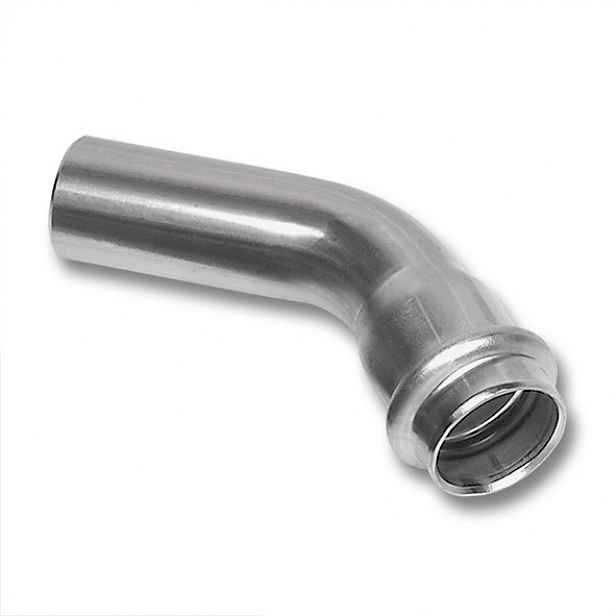 Odolné koleno 45° Sanha NiroSan Press nerezová ocel 108 mm