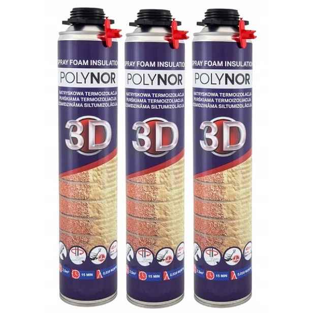 Pur Sprchová Pěna Polynor 3D Sada 3 x 850 ml Izolace Zateplení