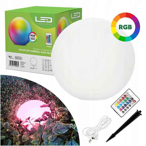 Solární Led lampa Zahradní Akumulátor Usb 40 cm 3000K Rgb