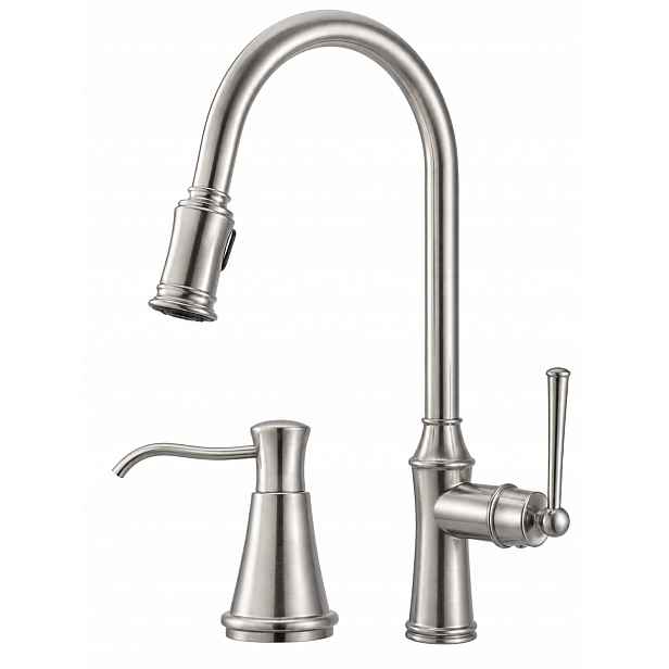 Kuchyňská baterie Inox Ocel IX Retro Dena Ocelový vývod Ww Dávkovač Inox