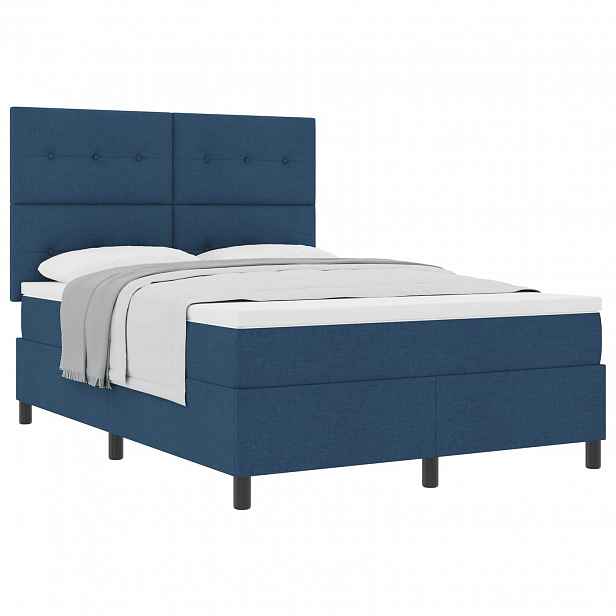 vidaXL Postel s boxspringem s čelo Modrá 160 x 200 cm textil