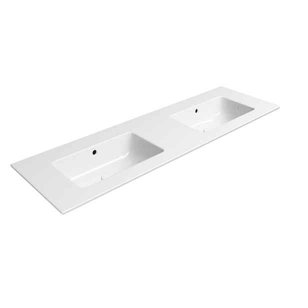 GSI PURA keramické dvojumyvadlo Slim 142x46cm, bez otvoru, bílá ExtraGlaze