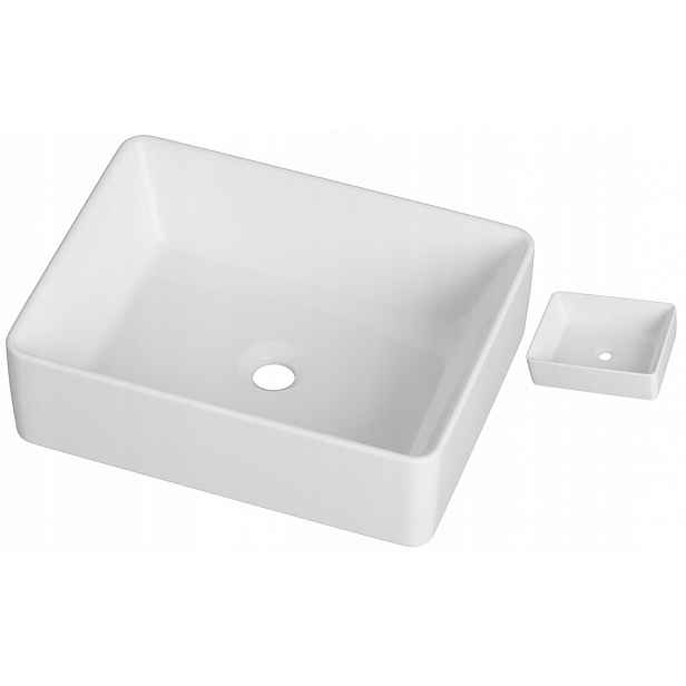 Keramická Umyvadlová Deska Přímočará Bílá Koupelnová 48x37 cm Evo