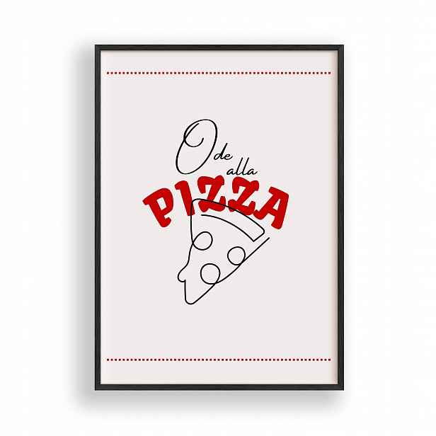 Obraz Pizza Kuchyně Plakát Rámeček Dřevěný Černý 30x42 cm