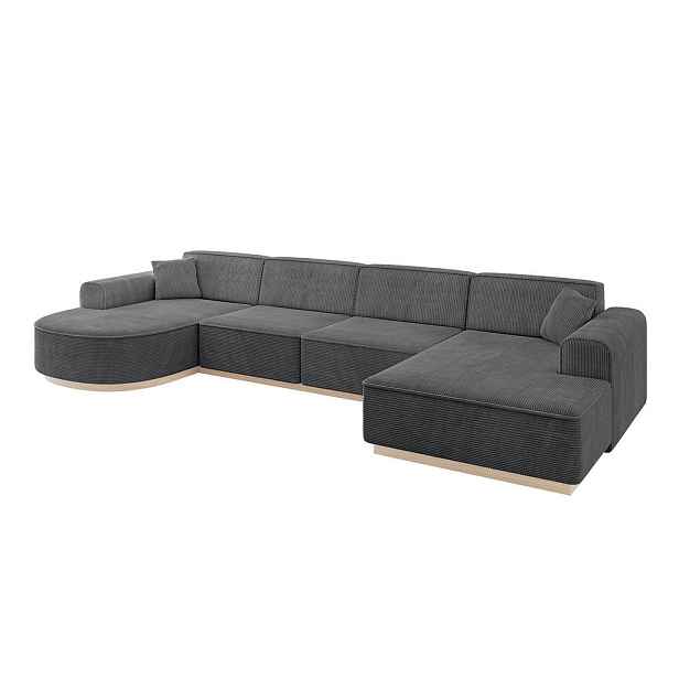 ALTDECOR SEDACÍ SOUPRAVA ve tvaru U ARRIO-U2 388x171x83 Tmavě šedá Manšestr