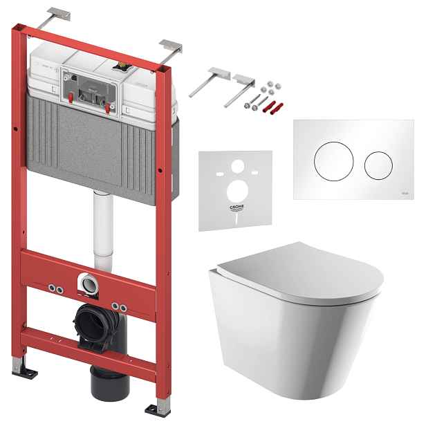 Sada Wc Tece Base s mísou Wc Tampa Rimless a tlačítkem bílý lesk