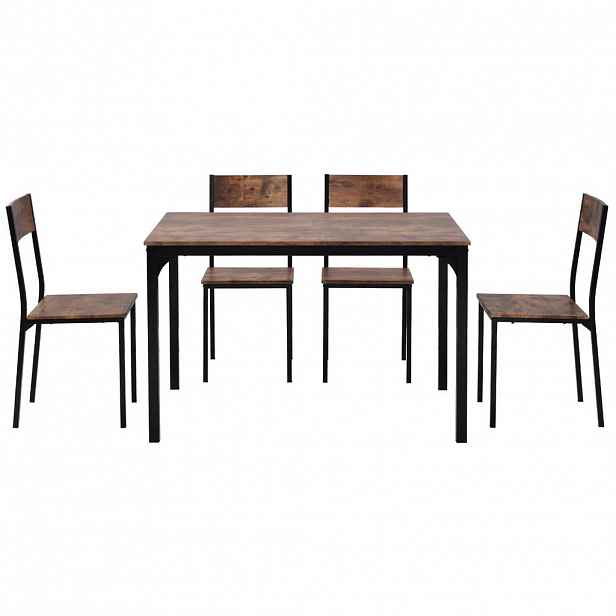 Urban Meuble JÍDELNÍ SESTAVA ve vintage hnědé a kovu se 4 židlemi a prostorově úsporným designem