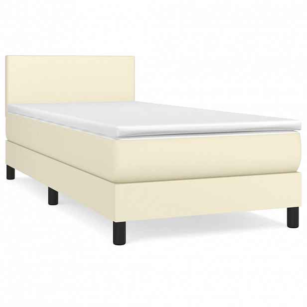 vidaXL Box spring postel s matrací krémová 100x200 cm umělá kůže
