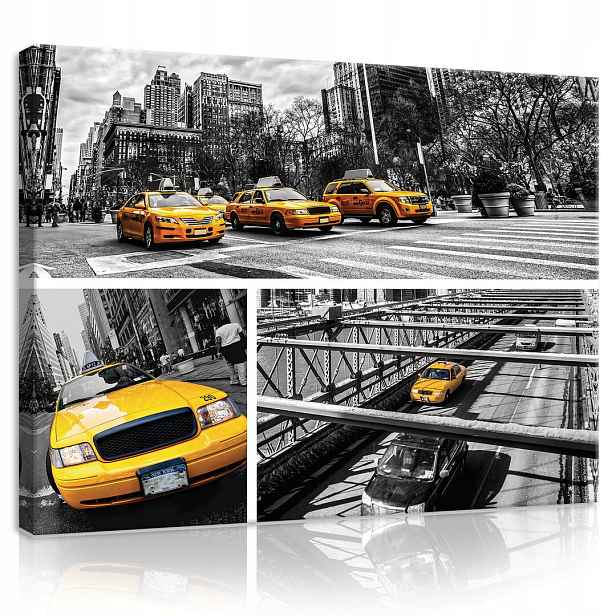 Obraz 100x75 Město taxi New York dynamika pohyb žlutý kontrast energie