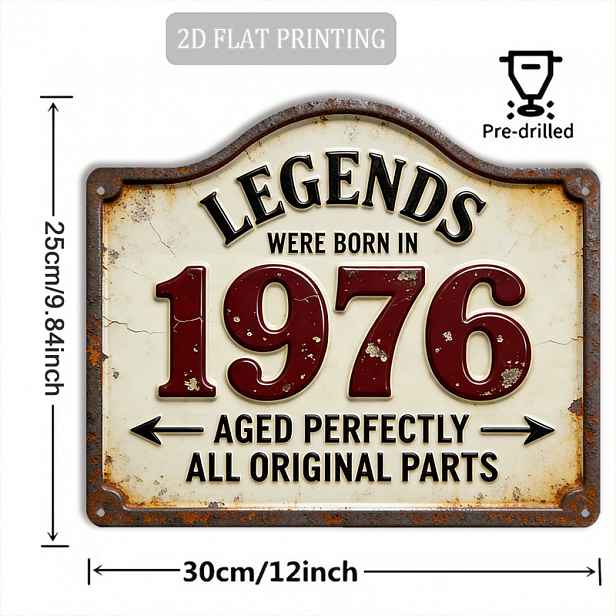TEMU 2D Plochý, 1 ks 1 ks 1976 Vintage Kovová Nástěnná Tabule - Retro " se narodily v roce 1976" Plaketa Vhodná do Garáže, Baru, Kanceláře - Dárek k