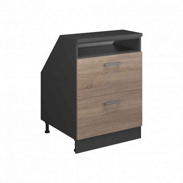 Vicco KUCHYŇSKÁ SKŘÍŇKA POD ŠIKMOU STŘECHU R-Line Sonoma 60 cm se 2 zásuvkami, korpus skříně hloubka 60 cm
