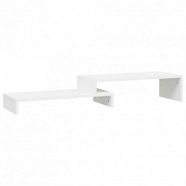 vidaXL Stojan na monitor bílý (52–101) x 22 x 14 cm masivní borovice