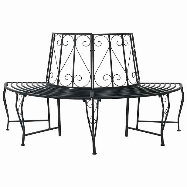vidaXL Stromová lavička 4 -místná 160 x 80 x 89 cm steel Černá