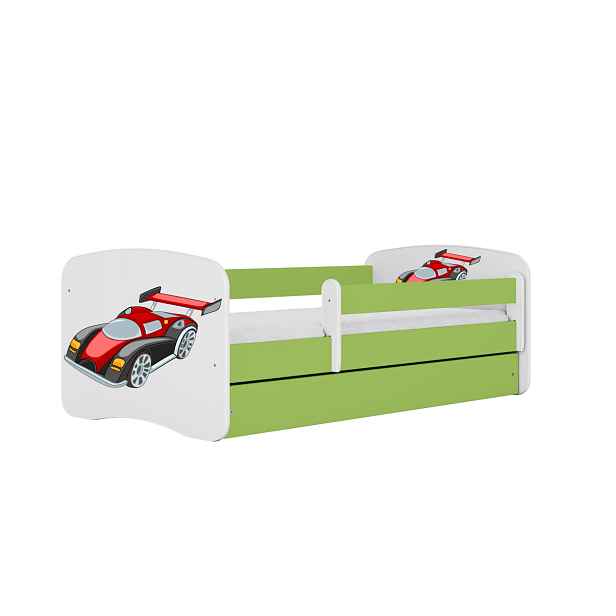 Kocot kids Dětská postel Babydreams závodní auto zelená, varianta 80x180, bez šuplíků, s matrací
