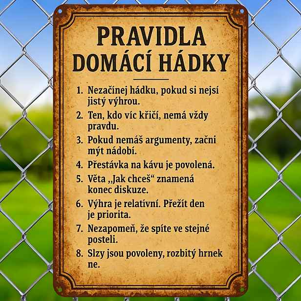 TEMU 2D plochá, 1 ks, Retro kovová cedule s českým sloganem 20X30 cm | Kovová nástěnná dekorace | Vintage styl | Ideální pro domácnost, restauraci,