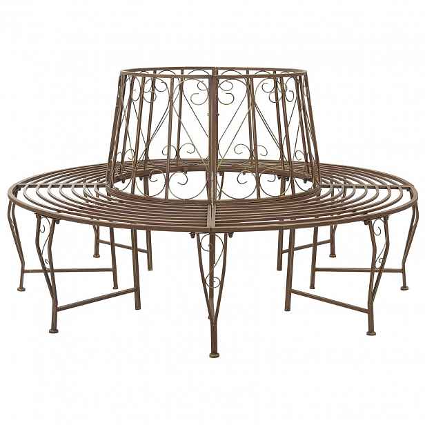 vidaXL Stromová lavička 8 -místná Ø 160 x 89 cm steel Antická hnědá