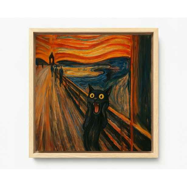 Obraz Rám Americký Box Grafika Munch Styl Křik Černá Kočka 50x50