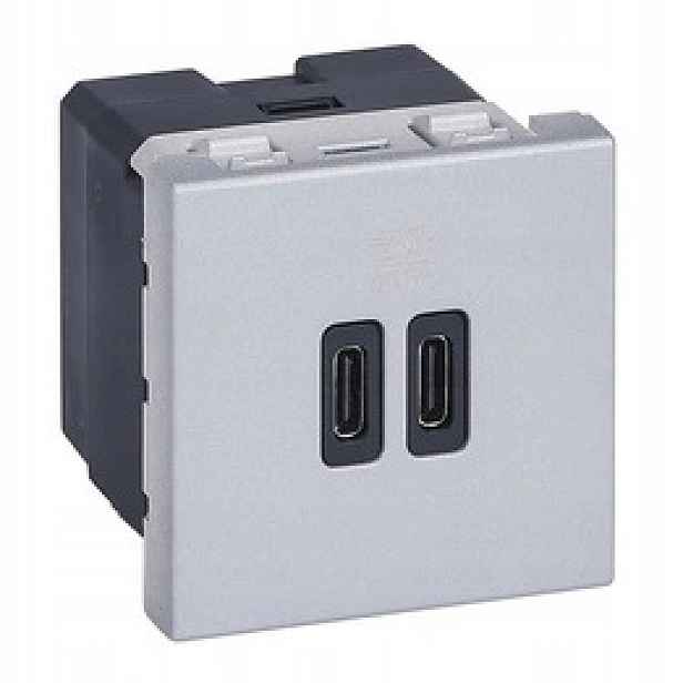 Zásuvka Nabíječka 2x Usb-c 30W Pd Hliník Legrand 077632L