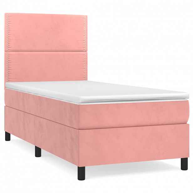 vidaXL Box spring postel s matrací růžová 100x200 cm samet