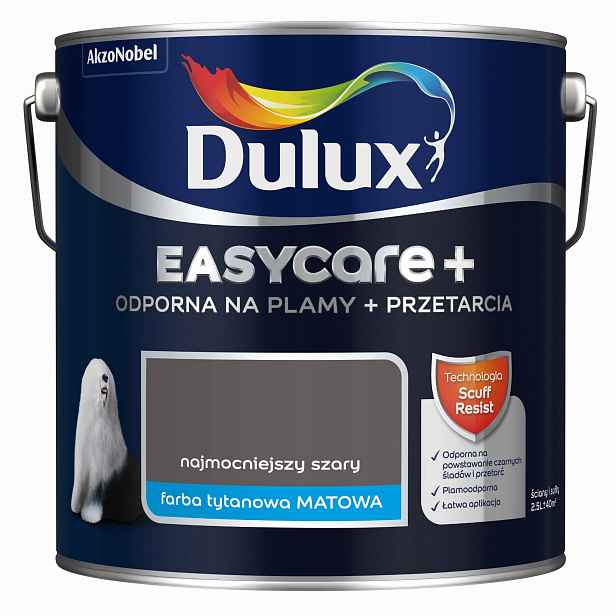 Dulux Barva Latexová Barva Easycare+ 2,5L Nejsilnější Šedá