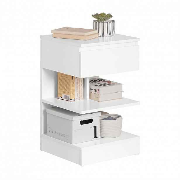 SoBuy NOČNÍ STOLEK s jednou zásuvkou Bílá 39x39x65cm Minimalistický