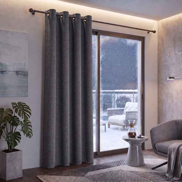 Termoizolační blackout závěs POLAIRE antracit 135×260 cm na kroužky