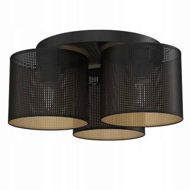 Stropní svítidlo loftová kulatá 3 stínidla černá zlatá síťovina 3 body Luminex