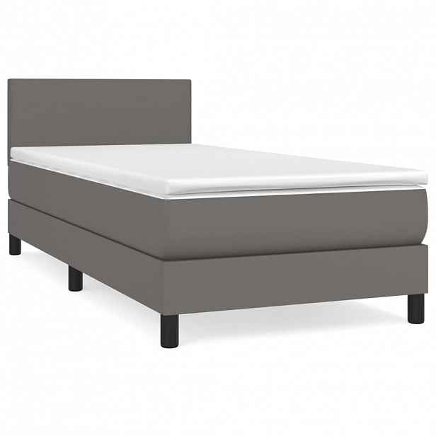 vidaXL Box spring postel s matrací šedá 100x200 cm umělá kůže