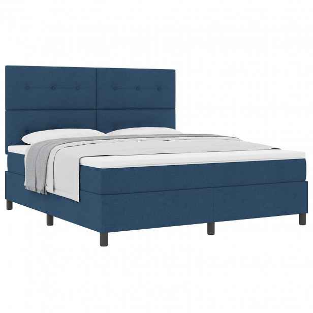 vidaXL Postel s boxspringem s čelo Modrá 180 x 200 cm textil