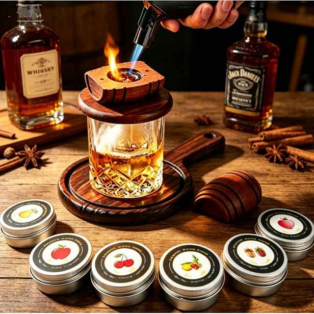 Sada na uzení whisky – udírna ve tvaru sudu – dárek pro manžela