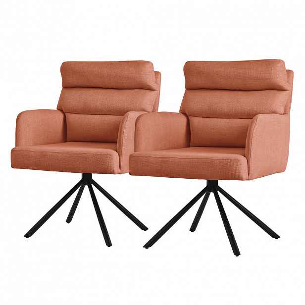 ML-DESIGN JÍDELNÍ ŽIDLE 2ks otočné oranžové látkové potahy