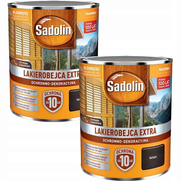 Set Sadolin Extra 2x0,75L Ochranný Lak Na Dřevo Eben 1,5L